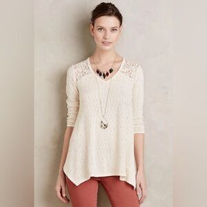 Anthropologie Lavardin Lace Tunic by Everleigh – Cream | Size Medium